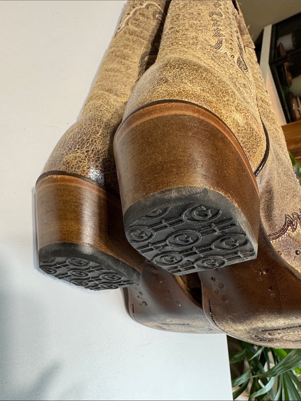 Circle G Distressed Tan Western Embroidered Cowboy Boots Made in Mexico - Picture 8 of 14